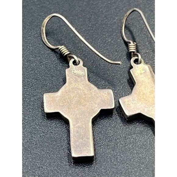 Sterling Silver Celtic Cross Center Circle Intricate Interlace‎ Dangle Earrings - Picture 4 of 6
